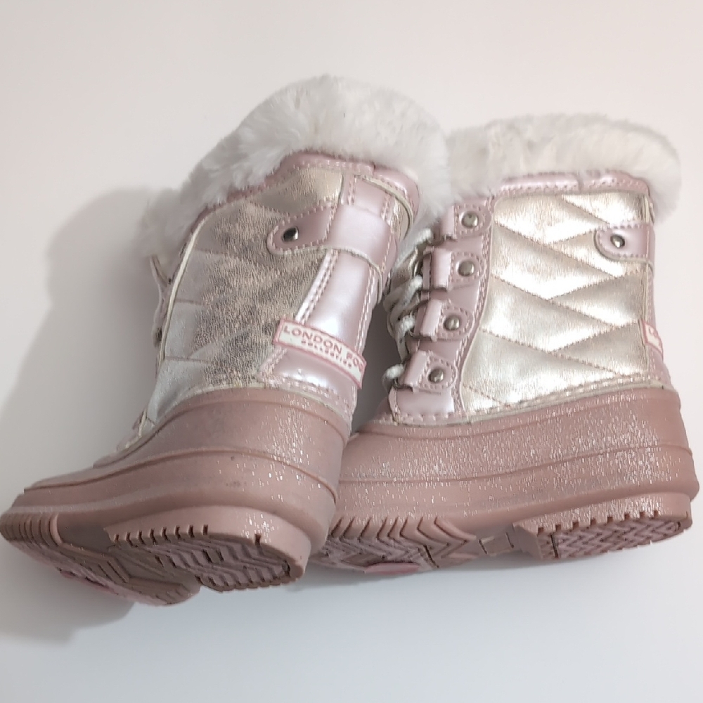 London Fog Metallic Silver and Pink Boots